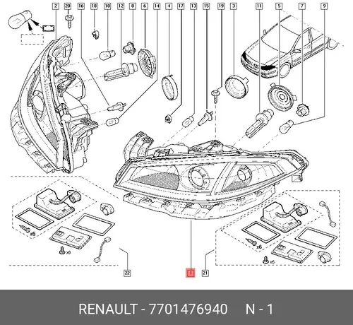 Фара RENAULT 7701476940