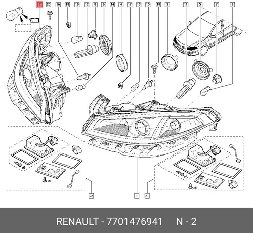Фара RENAULT 7701476941