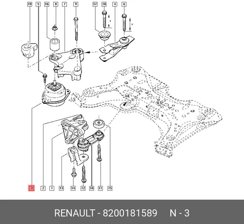 Подушка крепления двигателя RENAULT 8200181589