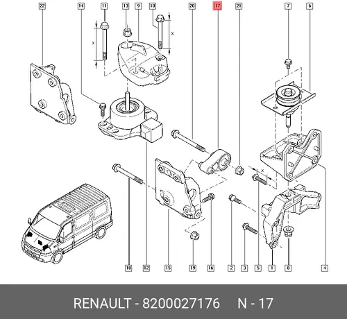 Подушка крепления двигателя RENAULT 8200027176