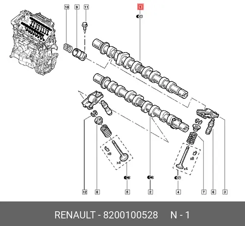 Распредвал RENAULT 8200100528