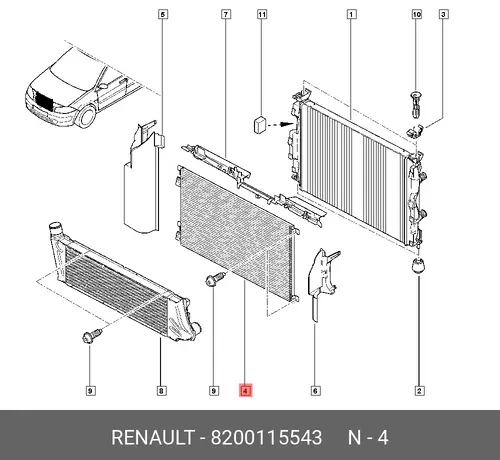 Решетка радиатора RENAULT 8200115543
