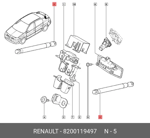 Амортизатор (упор) багажника RENAULT 8200119497