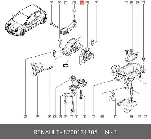 Подушка крепления двигателя RENAULT 8200131305