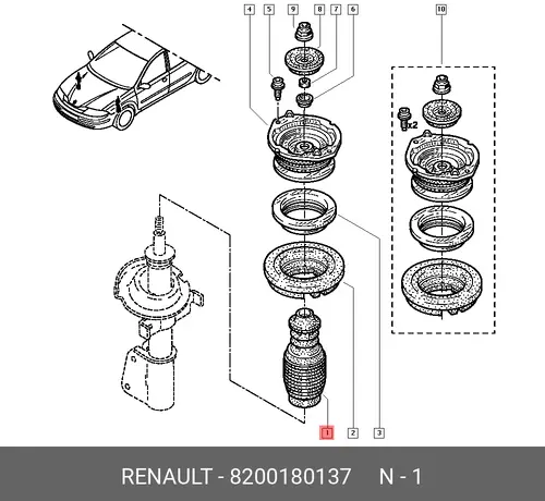 ЧЕХОЛ АМОРТИЗАТОРА (РЕЗ) 8200180137 RENAULT