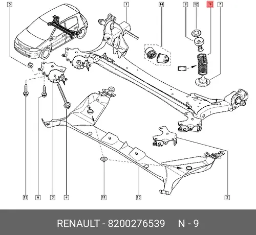 ПРУЖИНА ПОДВЕСКИ ЗАДН. 8200276539 RENAULT
