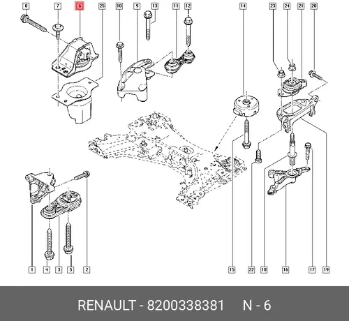 Подушка крепления двигателя RENAULT 8200338381