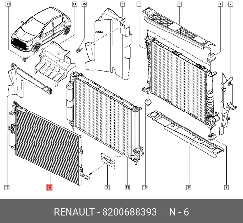 Радиатор кондиционера (конденсатор) RENAULT 8200688393