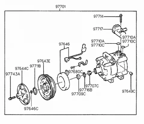 компрессор кондиционера Hyun 97701-22000 HYUNDAI