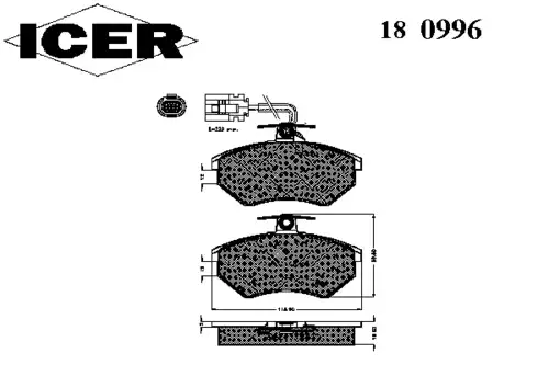 Тормозные колодки дисковые ICER 180996