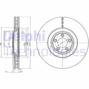 Тормозной диск DELPHI BG9102 вентилируемый , передняя ось