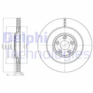 Тормозной диск DELPHI BG9103 вентилируемый , задняя ось