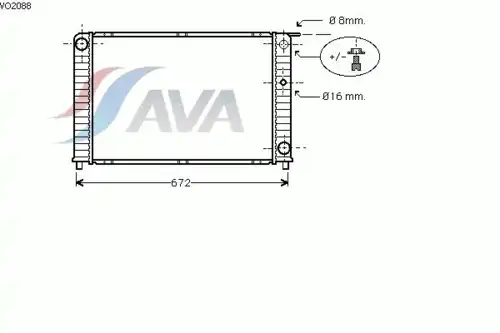Радиатор системы охлаждения двигателя AVA VO2088