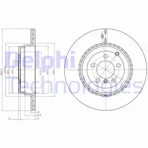 Тормозной диск DELPHI BG9080 вентилируемый , задняя ось