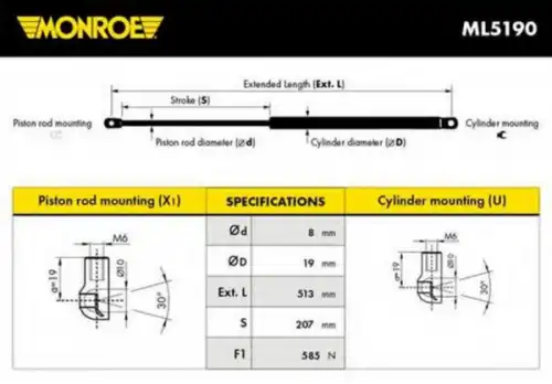 Амортизатор (упор) багажника MONROE ML5190