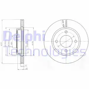 Тормозной диск DELPHI BG4299 вентилируемый , передняя ось