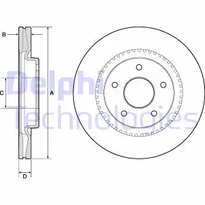 Тормозной диск DELPHI BG4283 вентилируемый , передняя ось