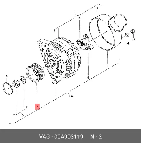 шкив генератора MB 00A903119 VAG