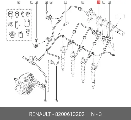Трубка топл. 82 00 613 202 RENAULT