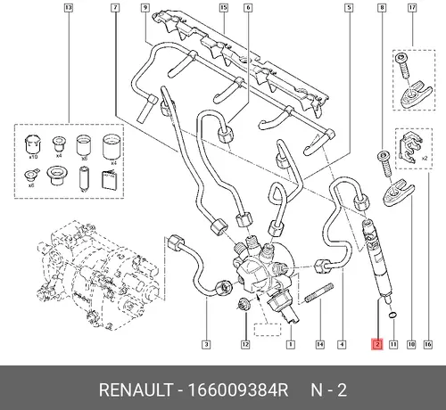 ФОРСУНКА ДВИГАТЕЛЯ 166009384R RENAULT