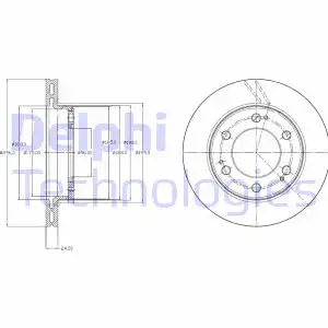 Тормозной диск DELPHI BG4221 вентилируемый , передняя ось