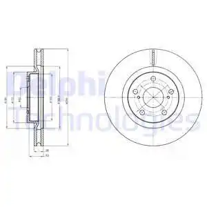 Тормозной диск DELPHI BG4192 вентилируемый , передняя ось