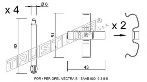 ремкомпл. торм. колодок перед.+задн. Saa KIT.080 TRUSTING