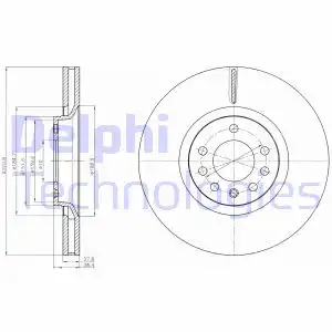 Тормозной диск DELPHI BG4185 вентилируемый , передняя ось