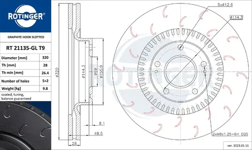 Тормозной диск ROTINGER RT 21135-GL T9