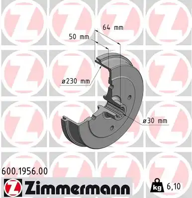 Тормозной барабан ZIMMERMANN 600.1956.00