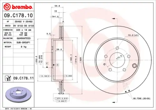 Тормозной диск BREMBO 09C17810