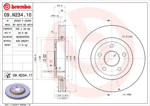 Тормозной диск BREMBO 09N23410