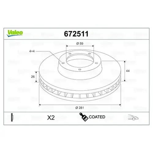 Тормозной диск VALEO 672511