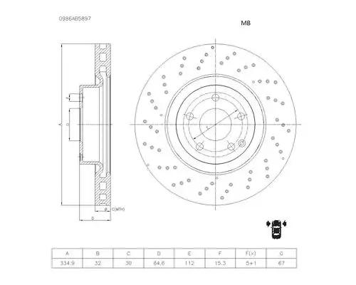 Тормозной диск BOSCH 0 986 AB5 897