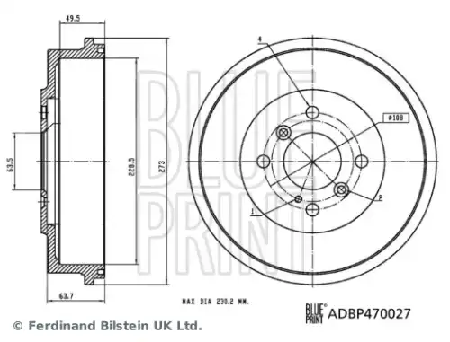 Тормозной барабан BLUE PRINT ADBP470027