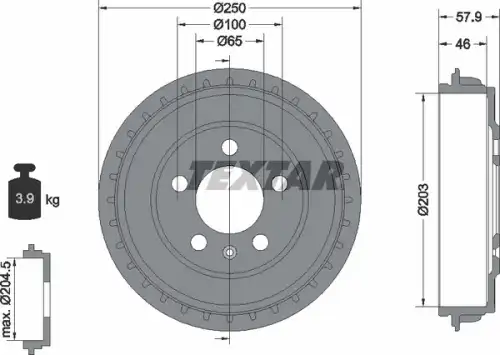 Тормозной барабан TEXTAR 94048200