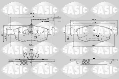 Тормозные колодки дисковые SASIC 6216171
