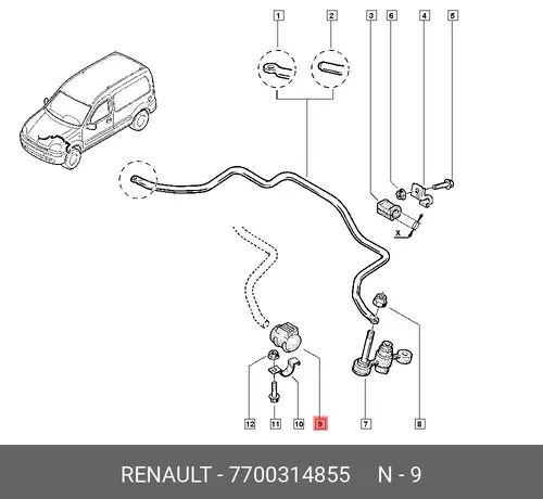 7700314855 ВТУЛКА СТАБИЛИЗАТОРА ПОПЕР.УСТ.(РЕЗ) RENAULT