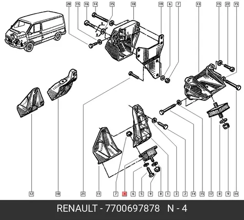 Подушка крепления двигателя RENAULT 7700697878