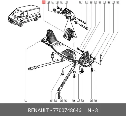 Подушка крепления двигателя RENAULT 7700748646