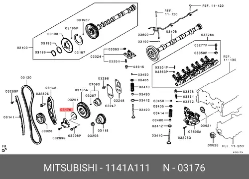 ГИДРОНАТЯЖИТЕЛЬ РЕМНЯ ГРМ 1141A111 MITSUBISHI