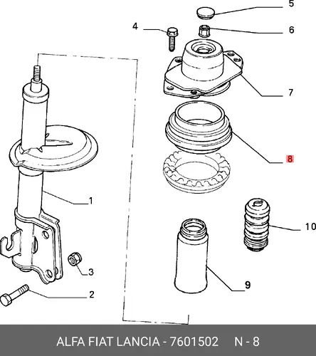 подшипник опоры амортизатора Fiat 7601502