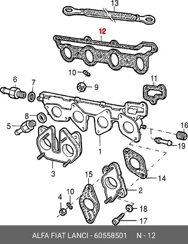 Прокладка коллектора ALFA ROMEO 60558501