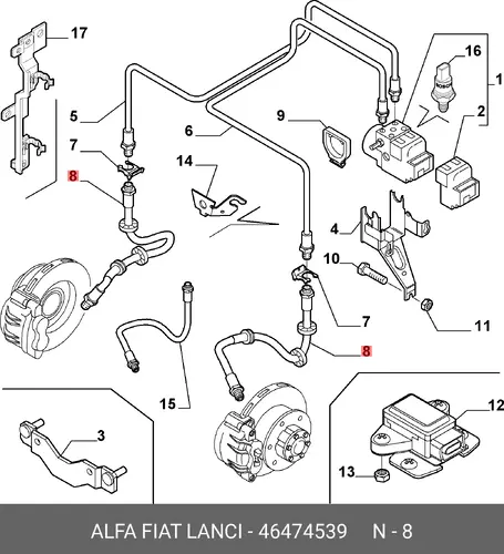 шланг тормозной перед. AR 46474539 ALFA ROMEO