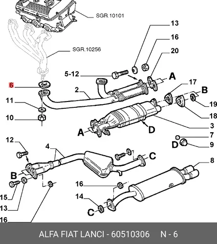 Прокладка глушителя ALFA ROMEO 60510306