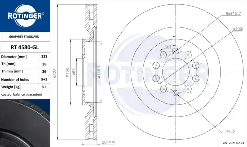 Тормозной диск ROTINGER RT 4580-GL