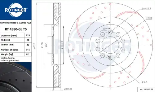 Тормозной диск ROTINGER RT 4580-GL T5