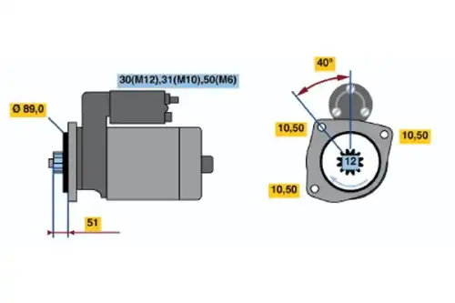 STARTER VOLVO 6.0 KW 0 001 330 012 BOSCH