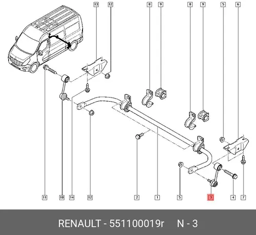 Тяга стабилизатора RENAULT 551100019R