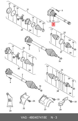 привод правый Audi 4B0407418E VAG
